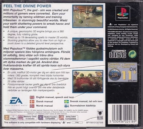 Populous the Begining - Classics - PS1 (B Grade) (Genbrug)